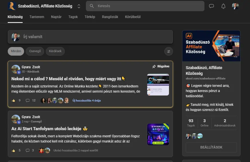 Skool közösségi feed